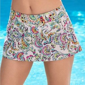 Venus Blue and Cream Paisley Swim Skirt